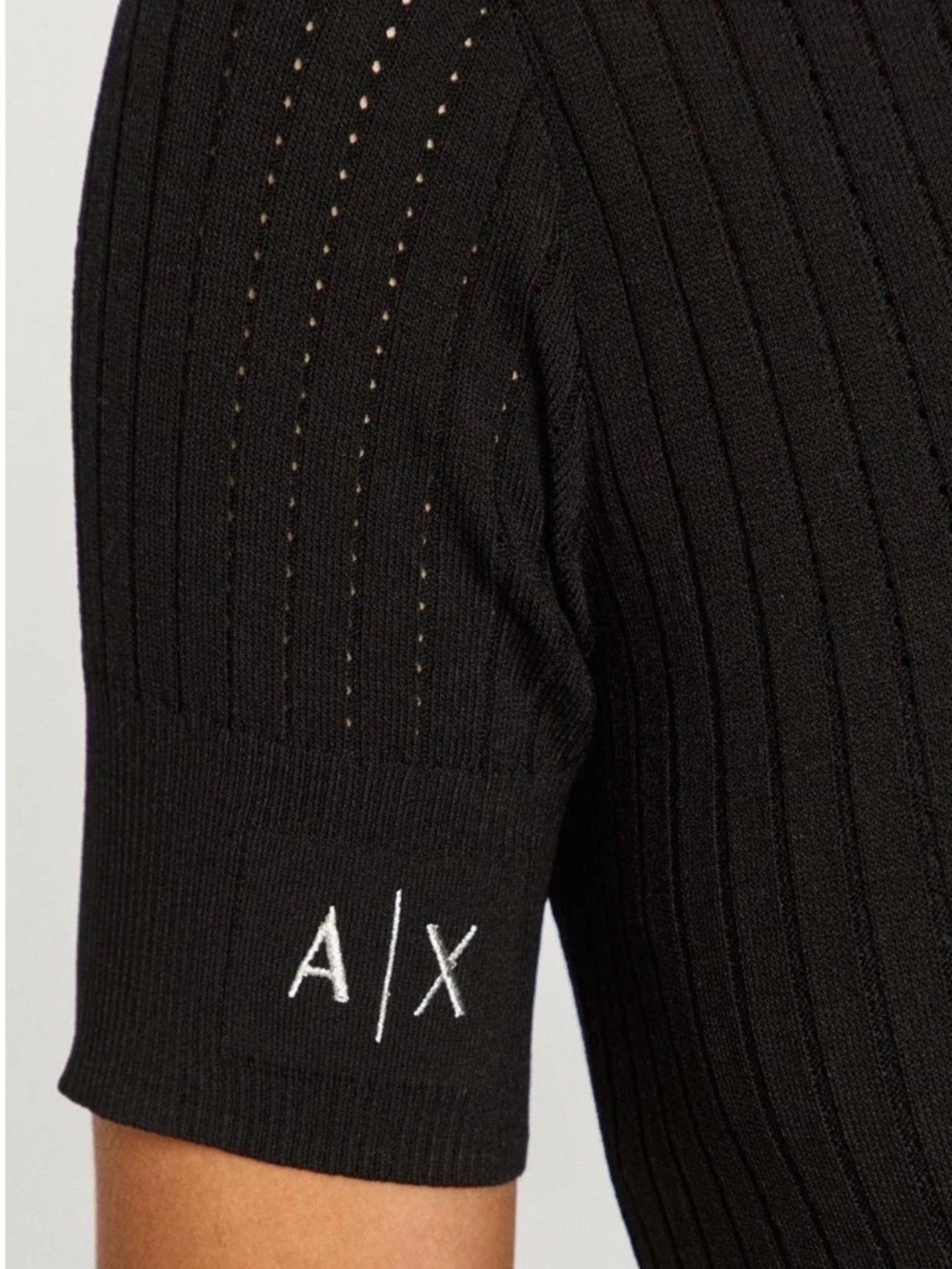 Armani Exchange Black Ribbed Midi Dress with A|X Logo new without tag
